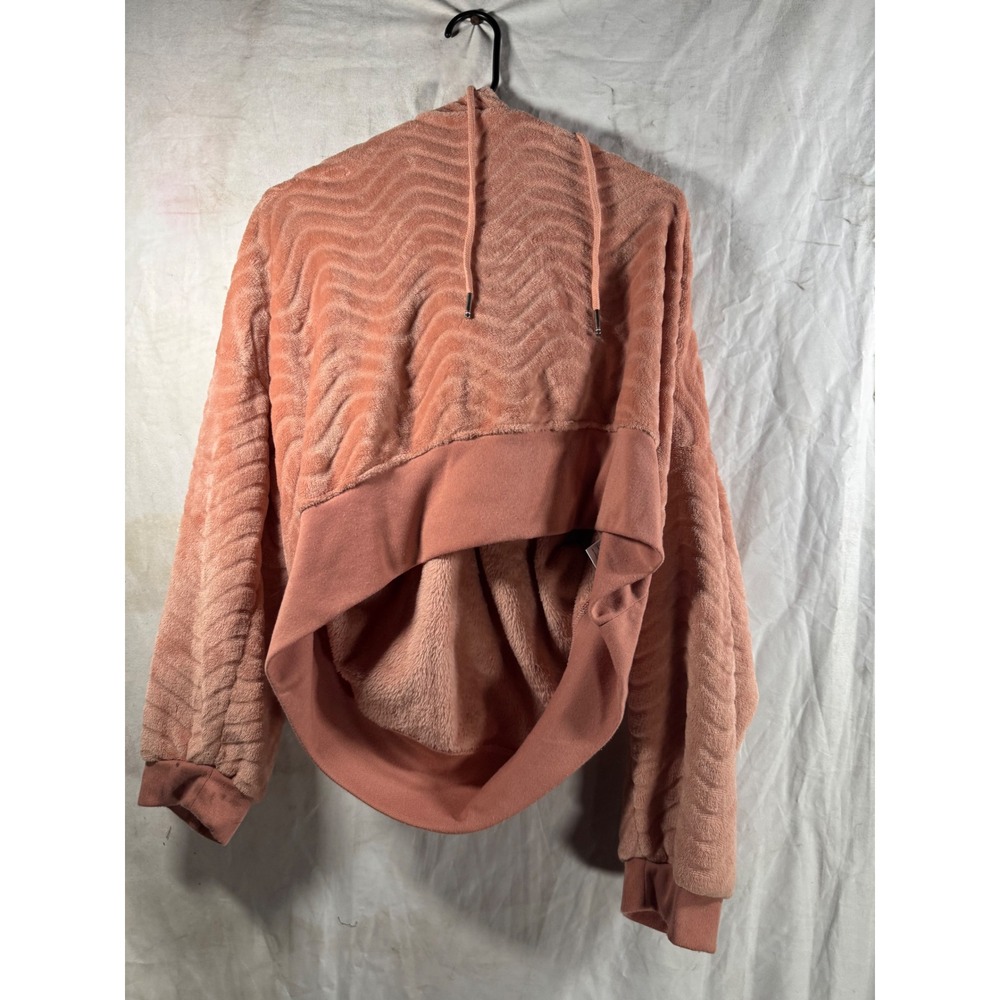 Hope & Heart‎ Womens 3XL Dusty Rose Faux Fur Textured Cropped Hoodie Pullover